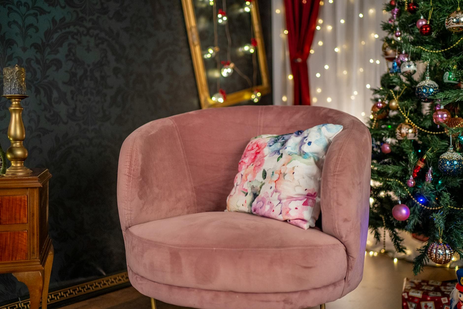 Christmas home decor festive furniture warm living room