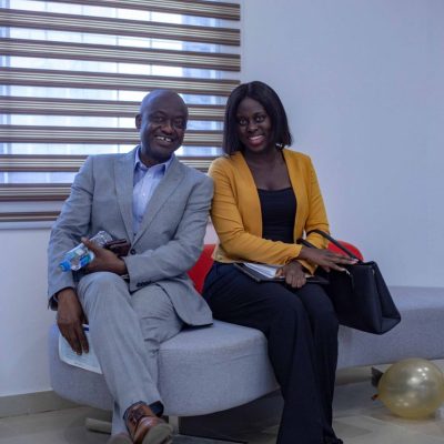 Mr. Francis Kwabena Boachie, Chief Information Technology Officer of the University of Ghana Computing Systems and the Sales Advisor of Grace-Filled Ventures enjoying the comfort of the sofa.